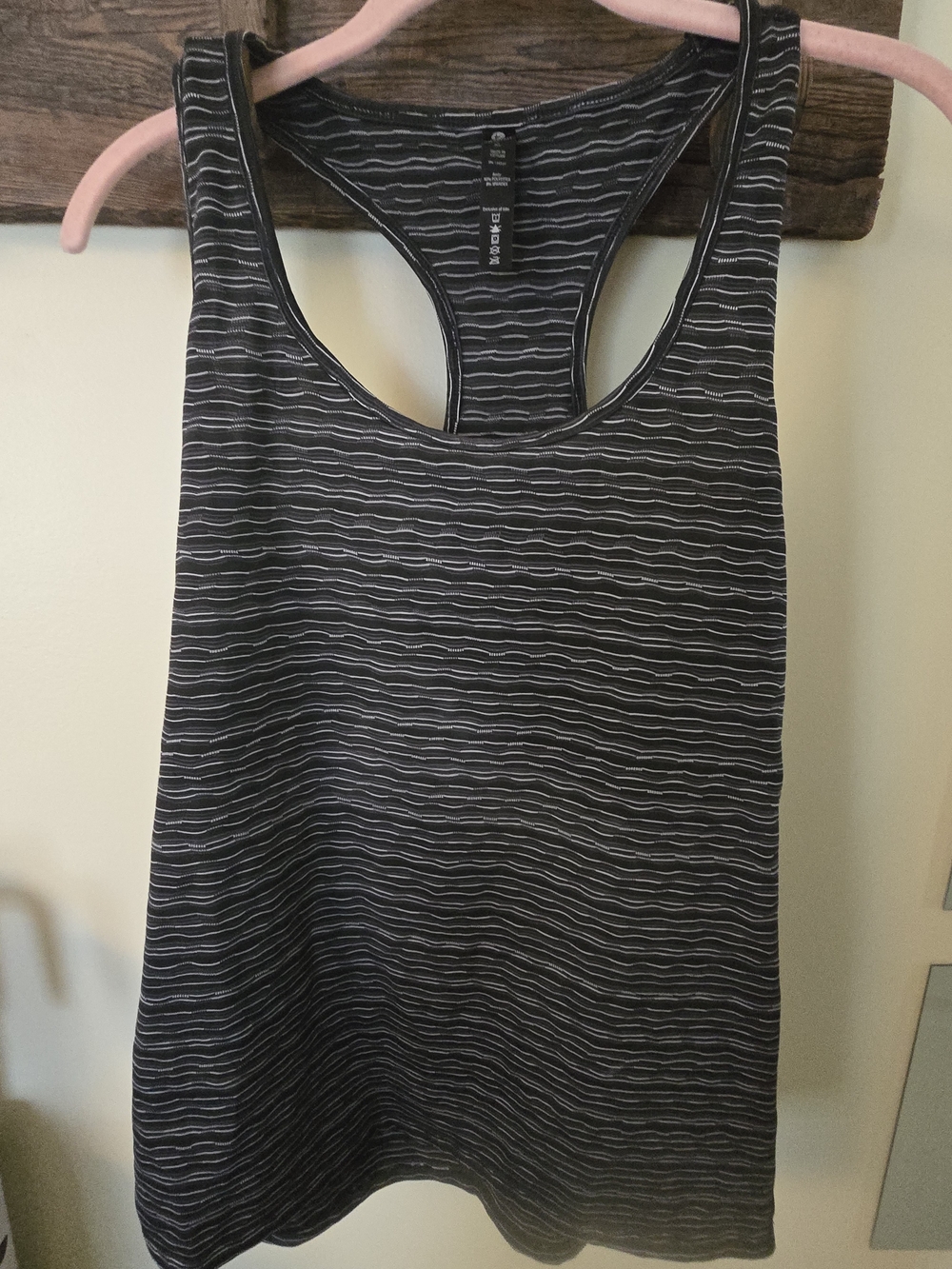 90 Degree By Reflex Black and Light Gray Striped Racerback Tank